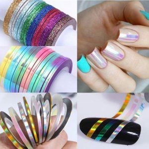 10 Foil  Nail Tape +10 Rolls of Glitter Nail Tape